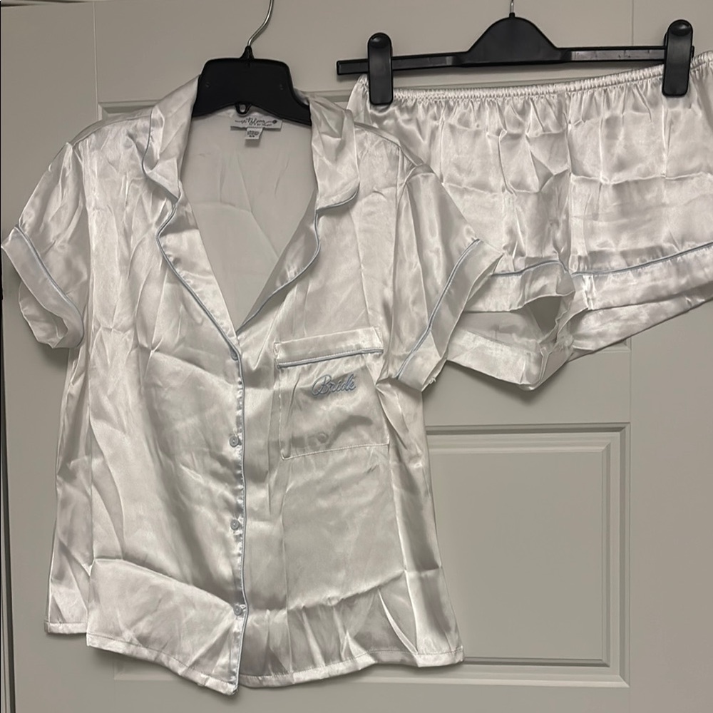In Bloom Bridal Women's White Satin Pajama Set